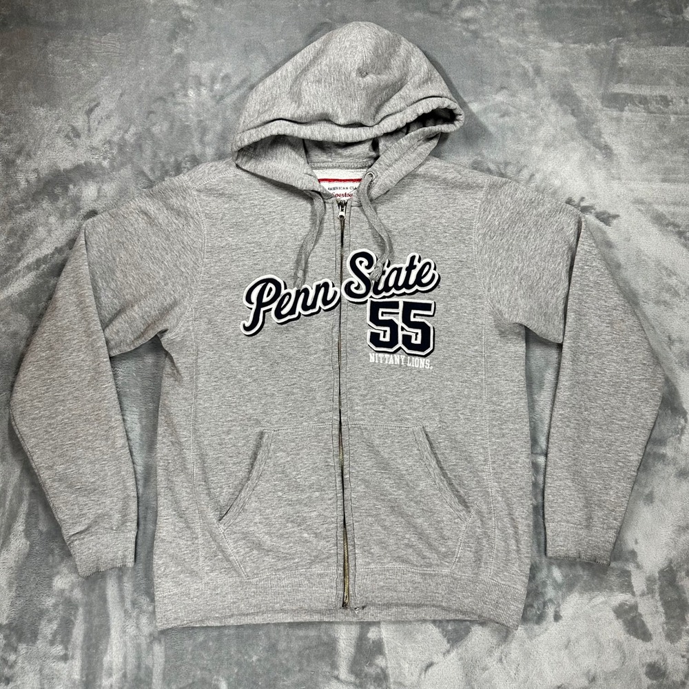American Classic Penn State Nittany Lions Gray Full Zip Hoodie Mens Large 55